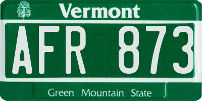 VT license plate AFR873