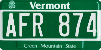 VT license plate AFR874