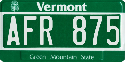 VT license plate AFR875