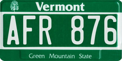 VT license plate AFR876