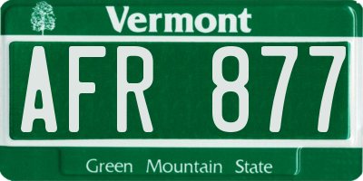 VT license plate AFR877