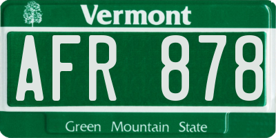VT license plate AFR878