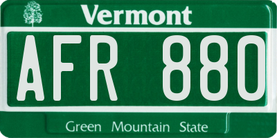VT license plate AFR880