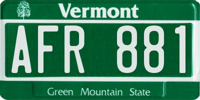 VT license plate AFR881
