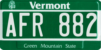 VT license plate AFR882