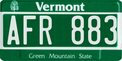 VT license plate AFR883