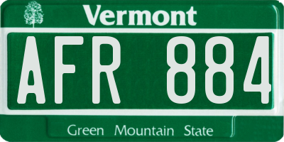 VT license plate AFR884