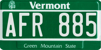 VT license plate AFR885