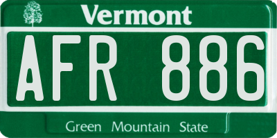 VT license plate AFR886