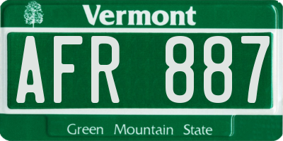 VT license plate AFR887
