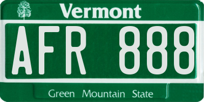VT license plate AFR888