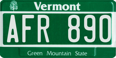 VT license plate AFR890