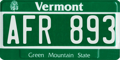 VT license plate AFR893