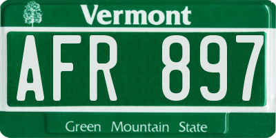 VT license plate AFR897