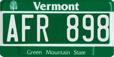 VT license plate AFR898