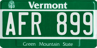 VT license plate AFR899