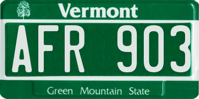 VT license plate AFR903