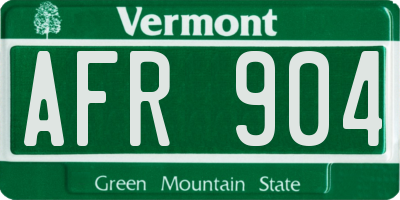 VT license plate AFR904