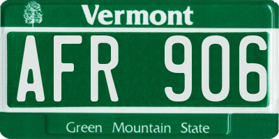 VT license plate AFR906