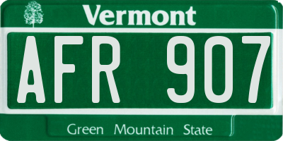 VT license plate AFR907