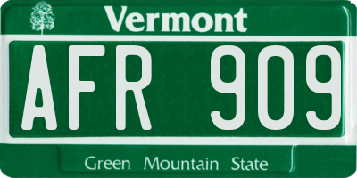 VT license plate AFR909