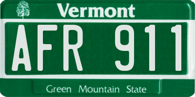 VT license plate AFR911