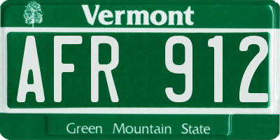VT license plate AFR912