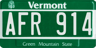 VT license plate AFR914