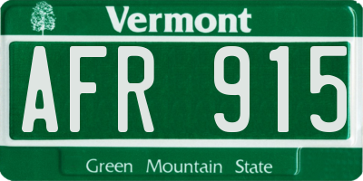 VT license plate AFR915