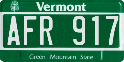 VT license plate AFR917