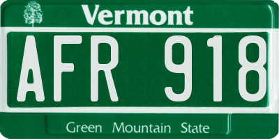 VT license plate AFR918