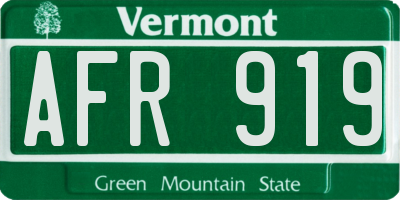 VT license plate AFR919