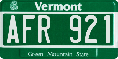 VT license plate AFR921