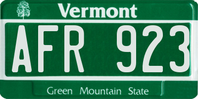 VT license plate AFR923