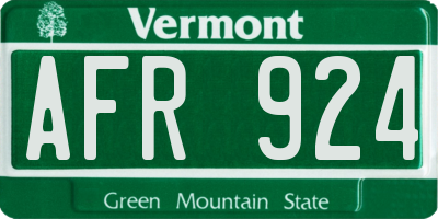 VT license plate AFR924