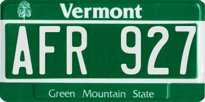 VT license plate AFR927