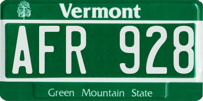 VT license plate AFR928