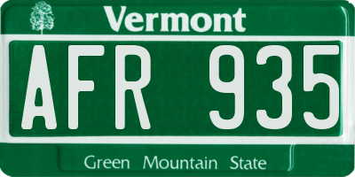 VT license plate AFR935