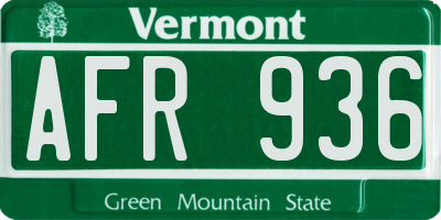 VT license plate AFR936