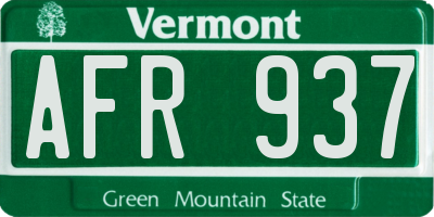 VT license plate AFR937