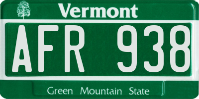 VT license plate AFR938