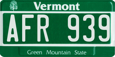 VT license plate AFR939