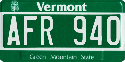 VT license plate AFR940