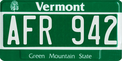 VT license plate AFR942