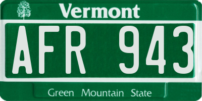 VT license plate AFR943