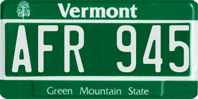 VT license plate AFR945