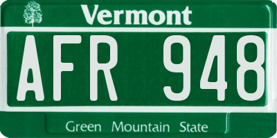 VT license plate AFR948
