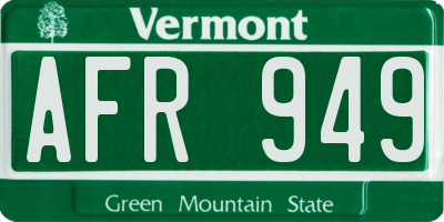 VT license plate AFR949