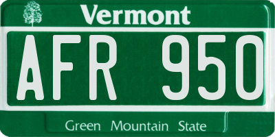 VT license plate AFR950
