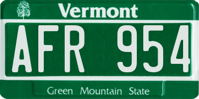VT license plate AFR954